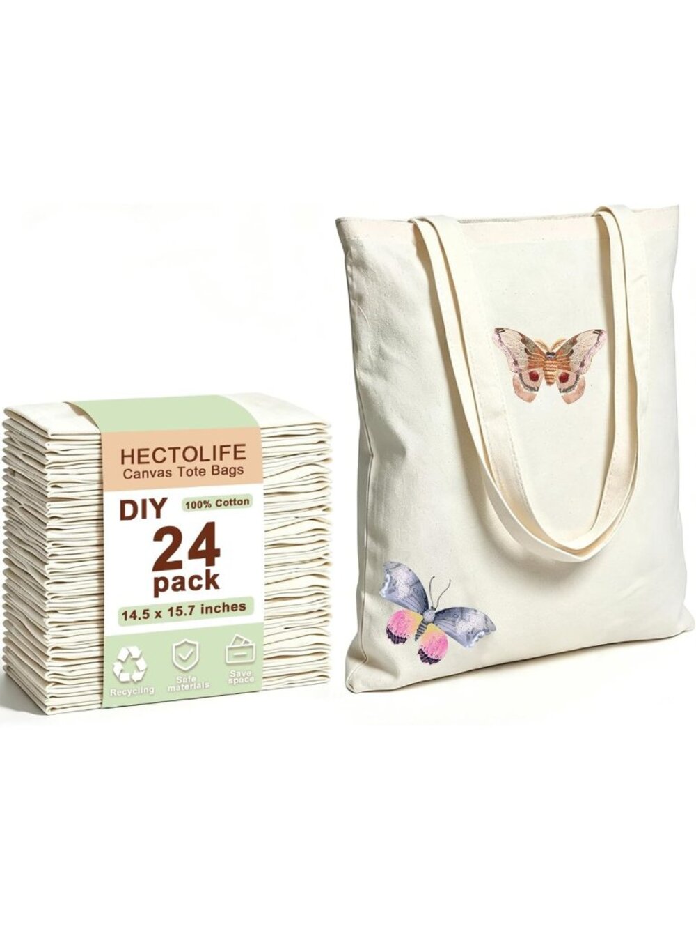 Reusable Canvas Tote Bags - 6/12/24/48/96 Pack, Eco-Friendly Shopping Bags